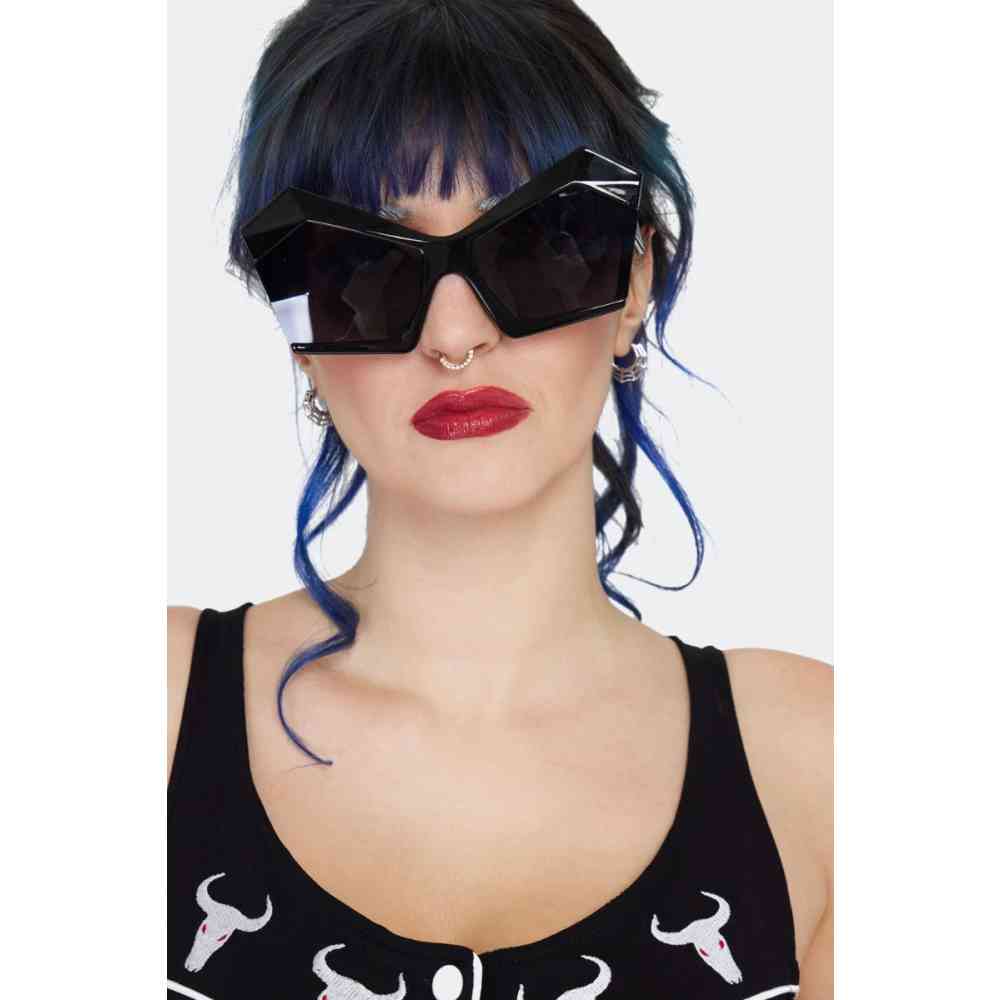 Jawbreaker - Exaggerated Angled Black Cat Eye Zonnebril - Zwart